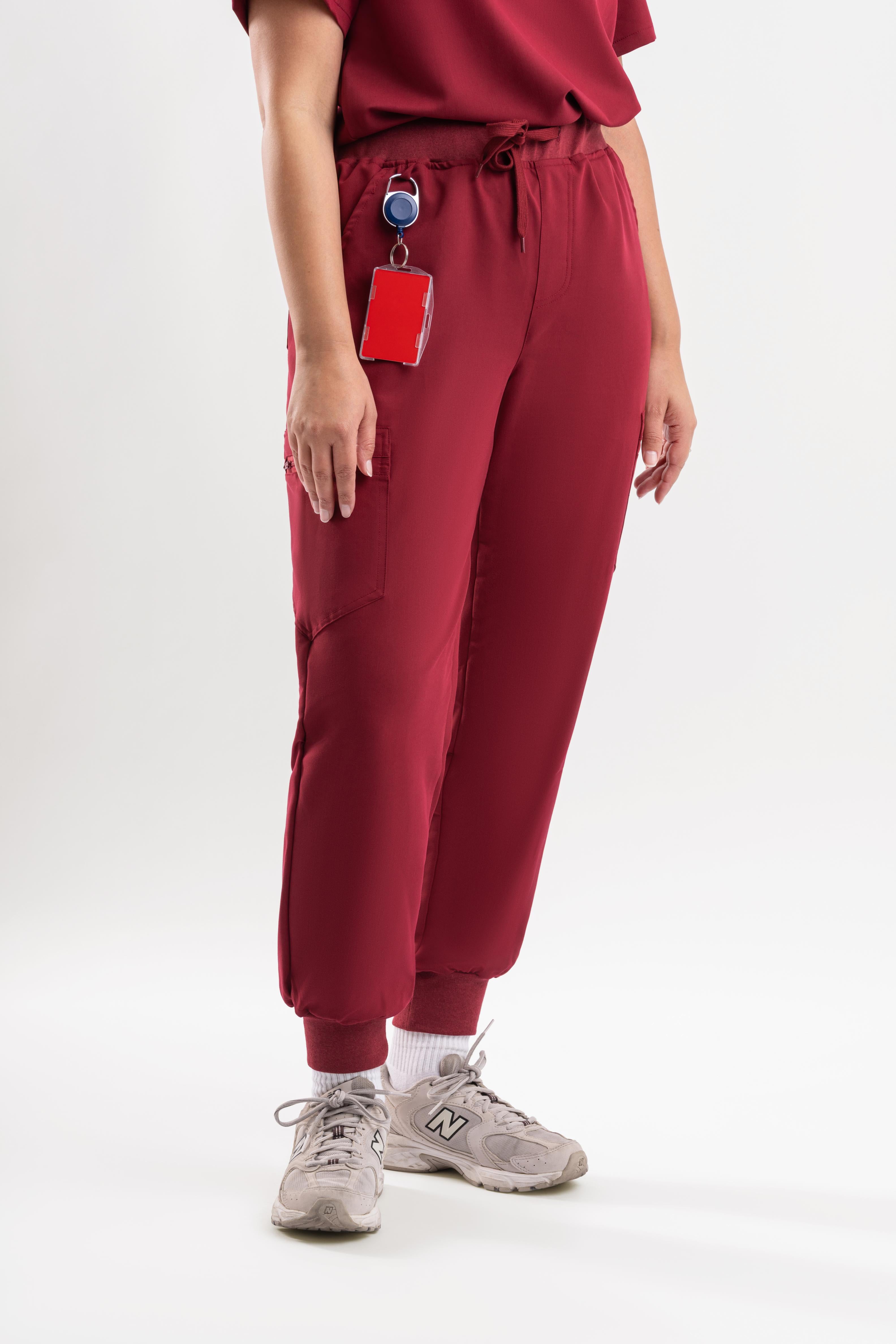 maroon womens scrub jogger pants australia